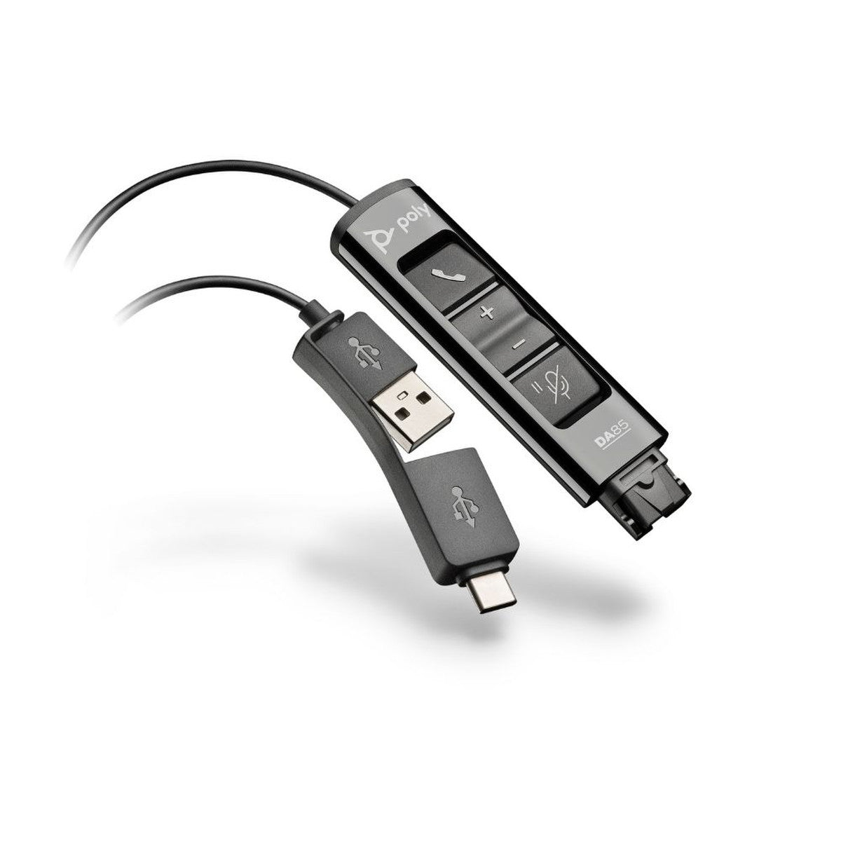 HP Poly DA85 USB Adapter w/controls USB-A & USB-C 786C7AA - TAA Compliant
