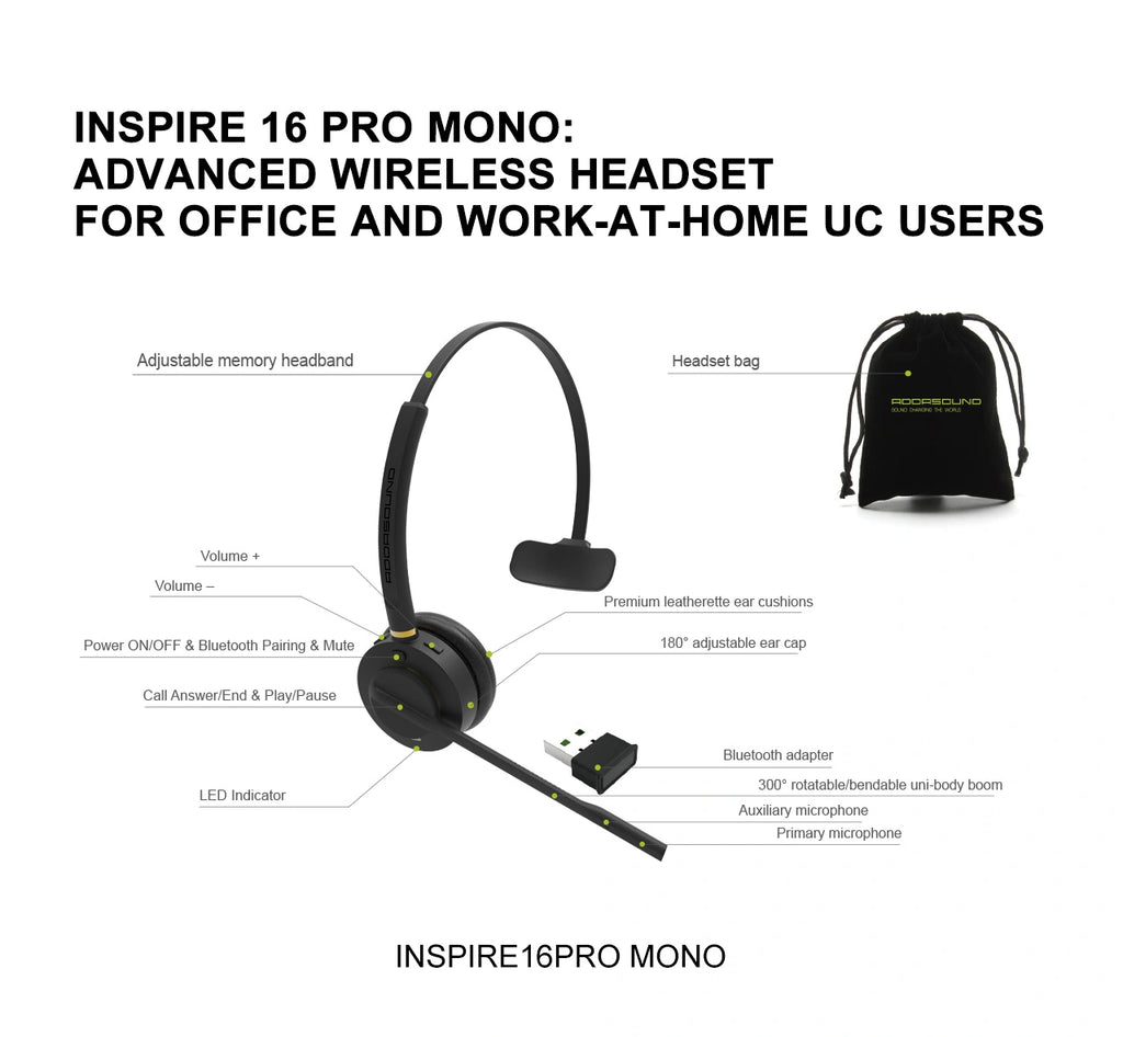 Addasound INSPIRE 16 PRO MONO Bluetooth Headset - FREE SHIPPING