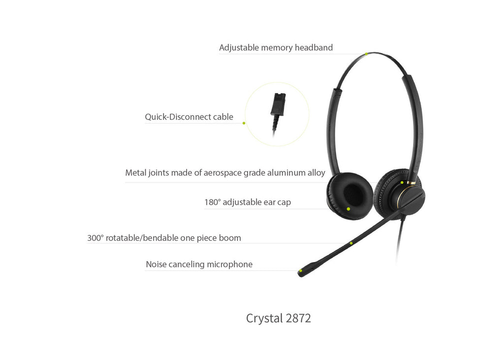 ADDASOUND CRYSTAL 2872 Premium Binaural Headset - Wired PLT QD