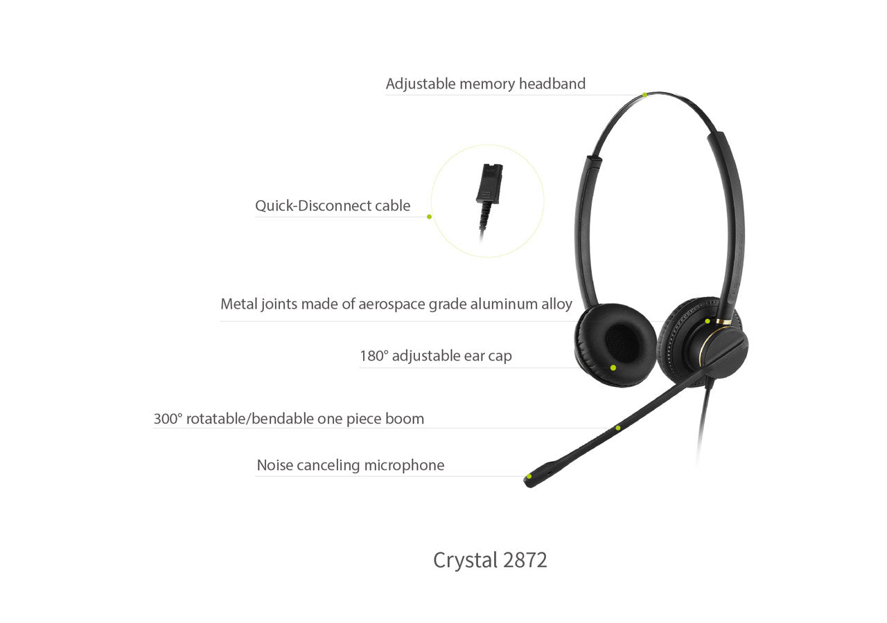 ADDASOUND CRYSTAL 2872 Premium Binaural Headset - Wired PLT QD
