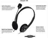 Adesso Xtream H4 - 3.5mm Stereo Headset with Microphone - Noise Cancelling - Wired- 6 ft cable- Lightweight - Works with Computer, Tablet and Smartphone. Ideal for Zoom, Microsoft Team
