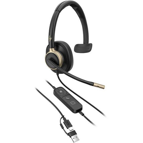 HP Poly Mission 815 Headset - Mono - USB - Wired - On-ear - Monaural - Black C01F8AA#AC3