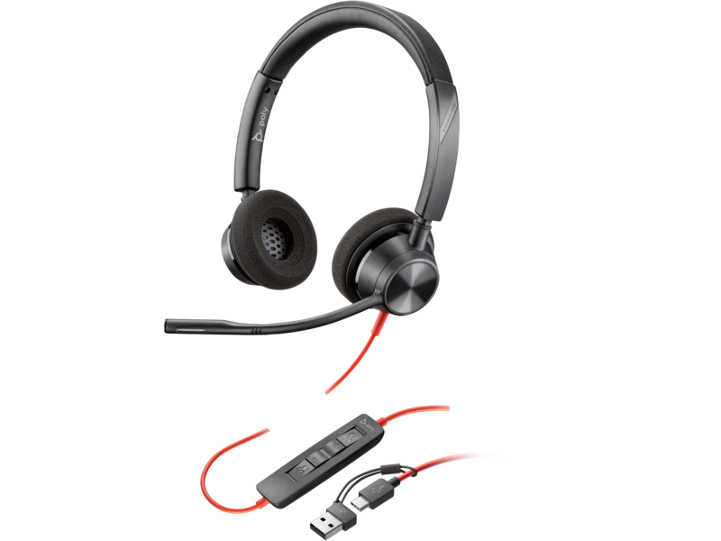 HP Poly Blackwire 3320 Stereo Microsoft Teams Certified USB-C Headset +USB-C/A Adapter