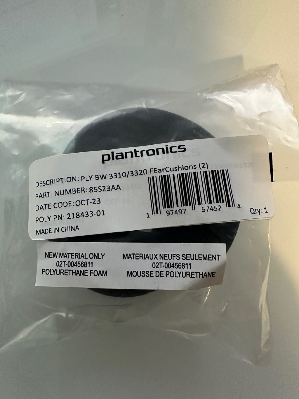 HP Poly Blackwire 3310/3320 Foam Ear Cushion - 1 pair 85S23AA