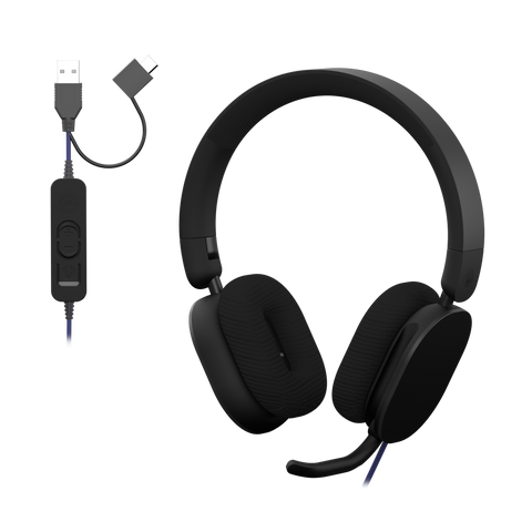 JPL Icon 110 UB3 Foldable Dual USB-A & USB-C Headset W/ An Over-The-Ear Soft Fabric Ear Cushion - FREE SHIPPING