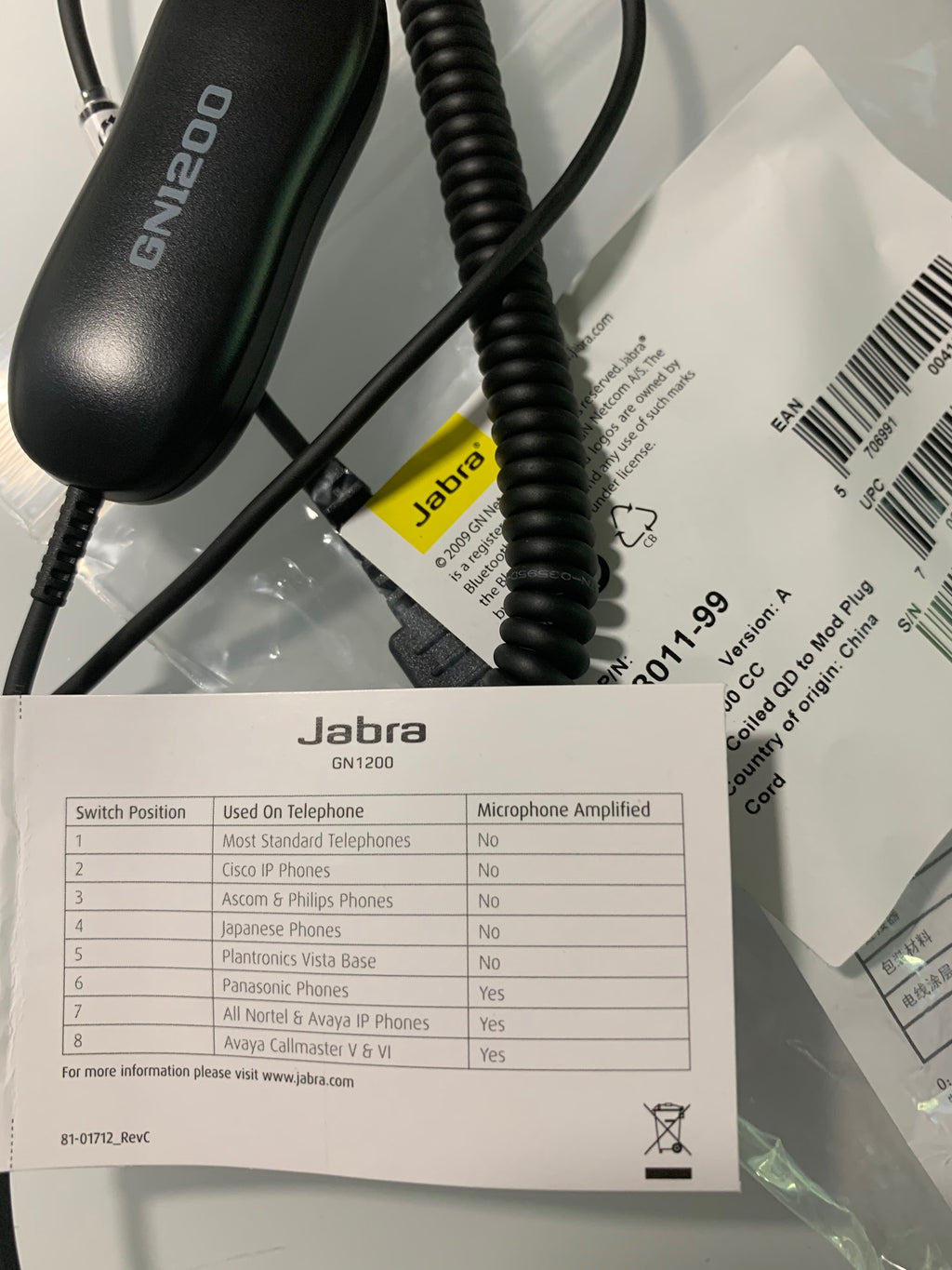 Vxi Proset 21G Binaural Headset with QD GN1200 Smart cord for Direct Connection to some phones - IN STOCK