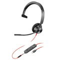 HP Poly Blackwire 3315 Monaural USB-C Headset 8X217AA, +3.5mm Plug, +USB-C/A Adapter