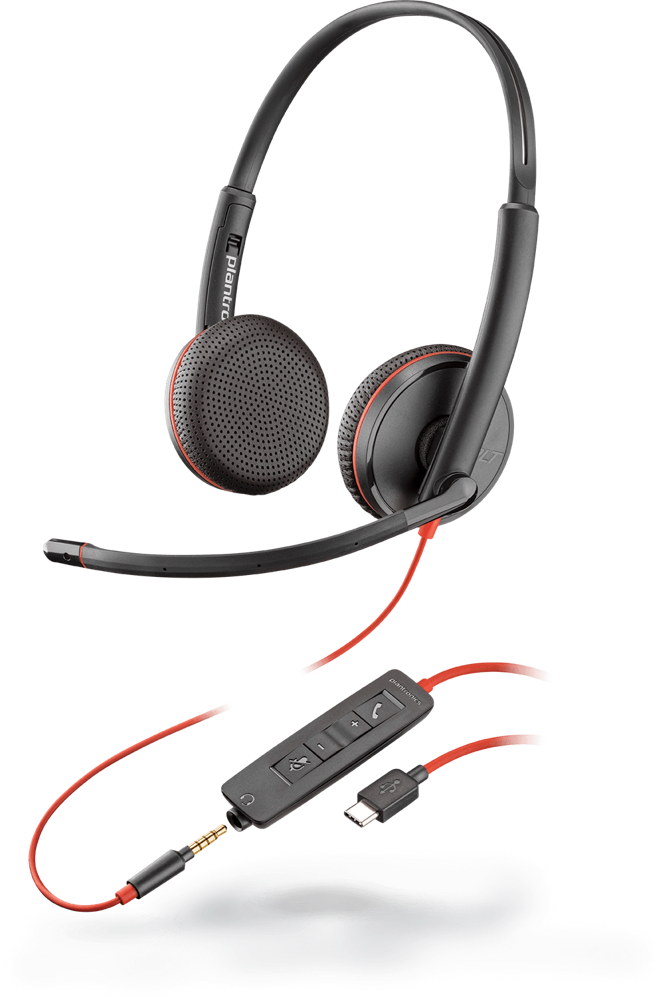 HP Poly Blackwire 3225 Stereo Headset +USB-C/A Adapter TAA