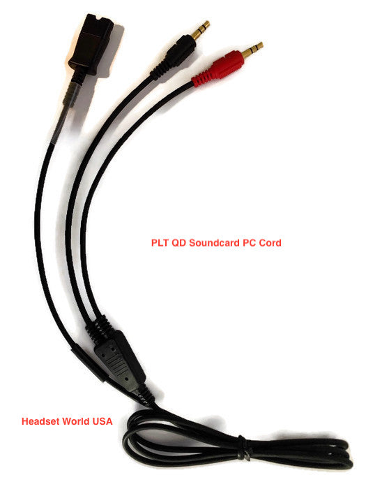 Sound Card Cord for any Plantronics QD Compatible Headsets