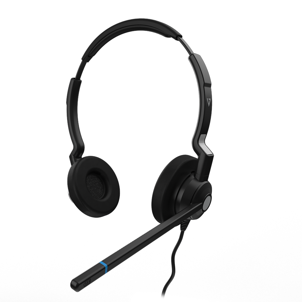 V7 HQ511 QD Call Center Headset - Stereo - Wired - Binaural - Poly Compatible Quick Disconnect - Noise Cancelling Microphone