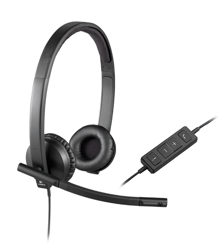 Logitech H570e USB Wired Stereo Headset, USB-C, Noise-Canceling Mics, Inline Controls, Certified for Microsoft Teams, Black 981-001429