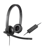 Logitech H570e USB Wired Stereo Headset, USB-C, Noise-Canceling Mics, Inline Controls, Certified for Microsoft Teams, Black