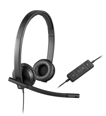 Logitech H570e USB Wired Stereo Headset, USB-C, Noise-Canceling Mics, Inline Controls, Certified for Microsoft Teams, Black