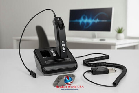 SHG SD200 DECT Cordless PTT Headset Adapter PLT QD - TAA COMPLIANT