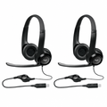 Two Logitech H390 headsets together on a white background