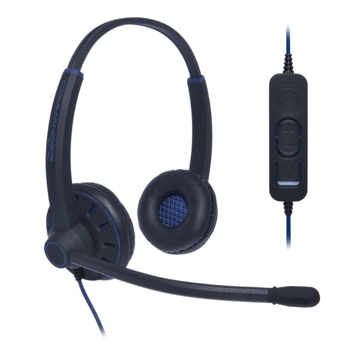 JPL Commander 2 Binaural USB Headset With Volume & Mute In-Line Controls, USB-A To USB-C A-01 Universal Adapter, Soft Pouch