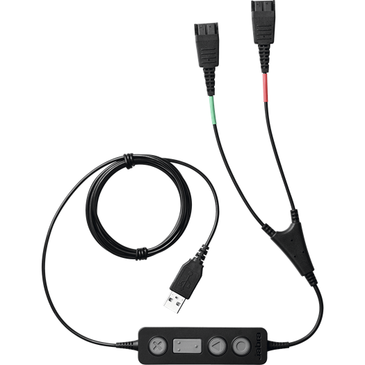Jabra Soft Phone/PC USB Training Bundle - 2 Jabra Biz 1500 DUO Headsets, 1 USB Y-Cord - Headset World USA - Your Headset Solutions
