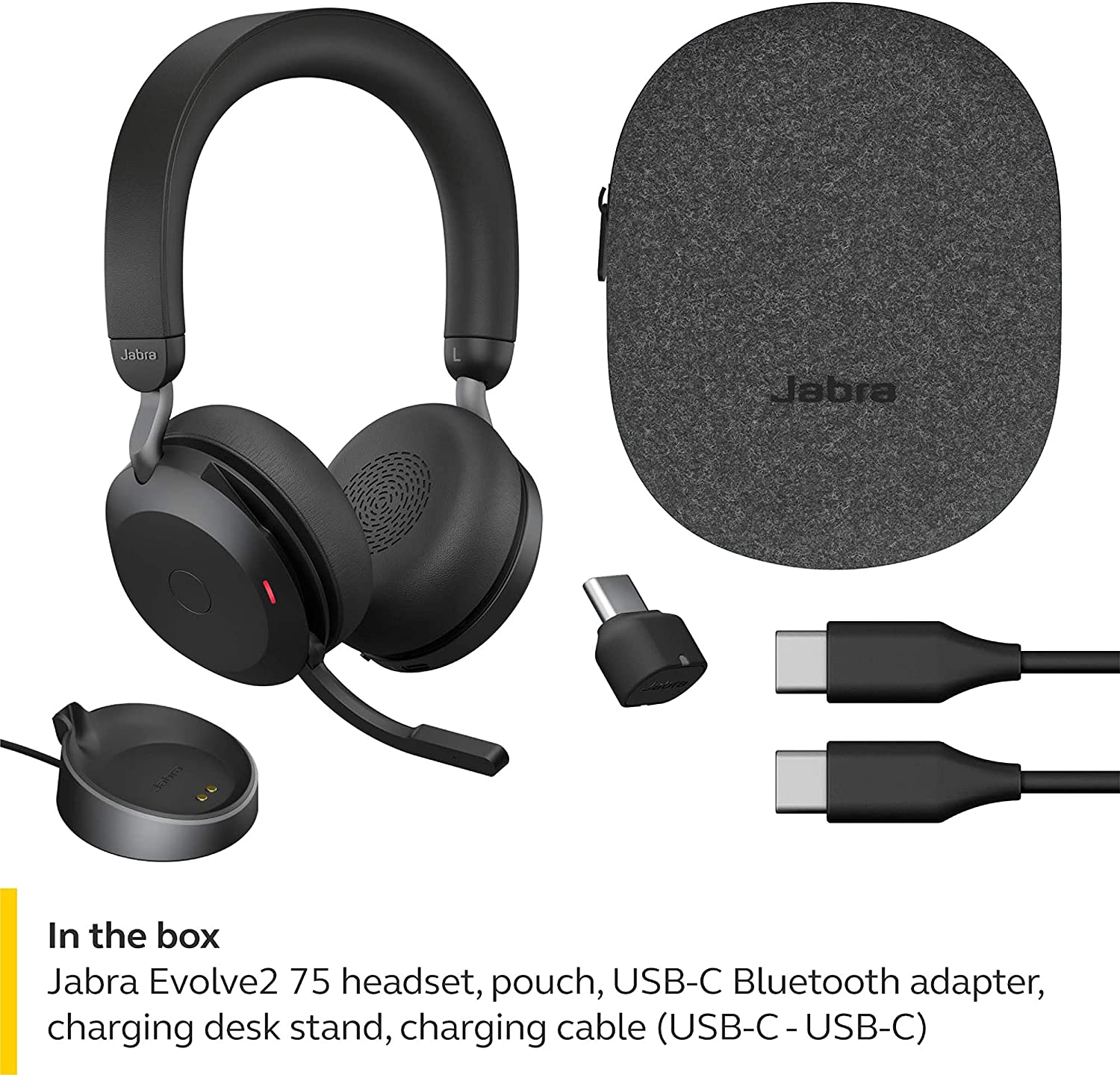 Jabra Evolve2 75 USB-C UC with Charging Stand - Black 27599-989-889